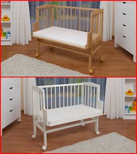 WALDIN Beistellbett,Wiege,Babybett,große Liegefläch 90x55,Buche weiß/natur!