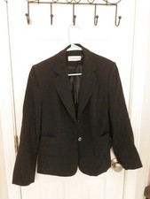 Women's Calvin Klein Black Blazer Sz 6 Dbl Pockets Long Slv Lined Polyblend