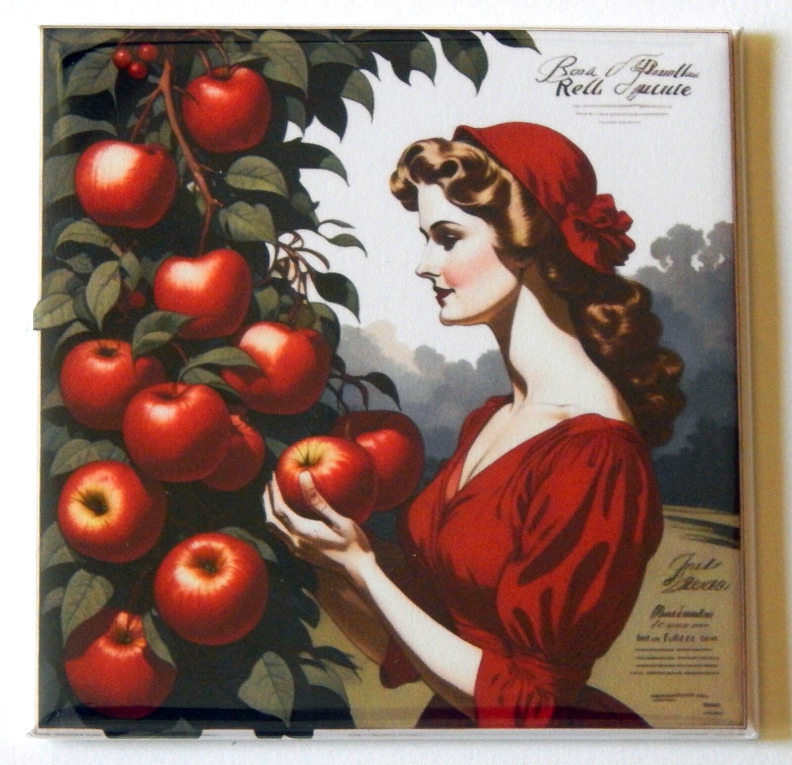 Woman with Red Apples FRIDGE MAGNET "style B"