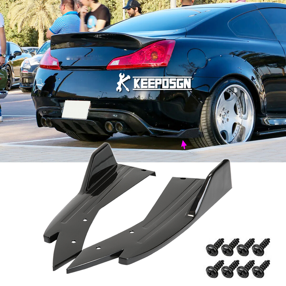 Gloss Rear Bumper Spoiler Splitter Diffuser Lips For Infiniti G37 G35