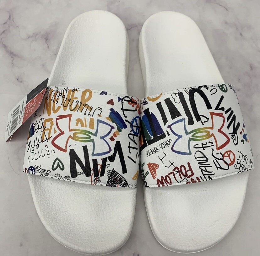 Under Armour Unisex Core Remix Pride SlidesSandles White Size: USA 9M/10.5W NEW! NWT.11%Under Armour Sandals.Unisex UA Core Remix Pride  main image 4