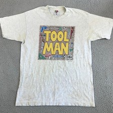 Fruit of the Loom Tool Man Shirt Men's Large Gray Short Sleeve Crew Made in USA