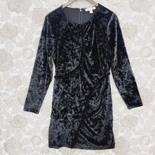 MICHAEL Michael Kors Black Velvet Long sleeve Shift Dress L Unlined