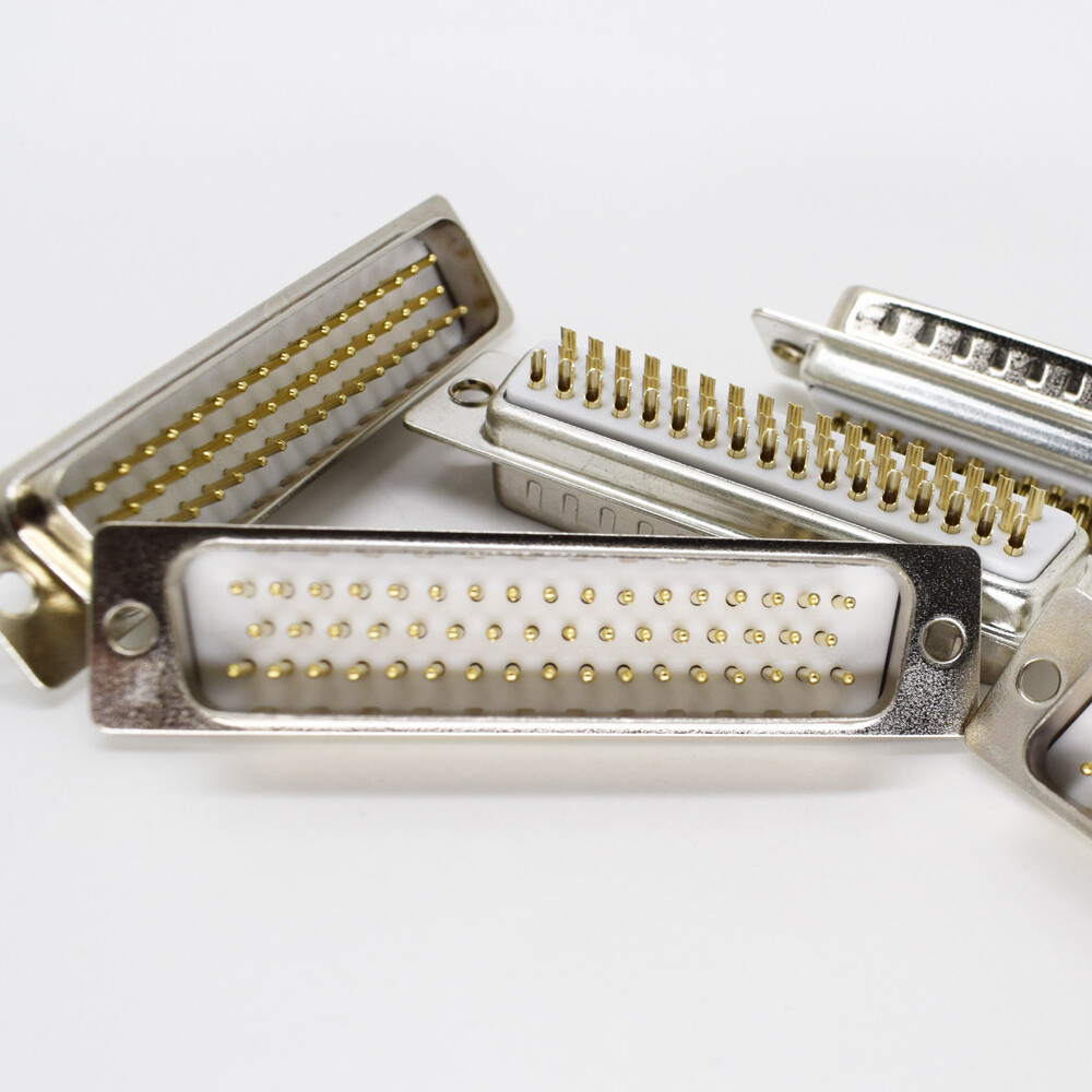 100pcs Gold Pin 50pin 3 Row D-Sub Male Socket Solder Chassis