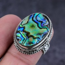 Abalone Shell Gemstone 925 Sterling Silver Gift Jewelry Ring Size 7 z700