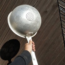 Vintage kitchen tool Soviet union USSR large aluminum aluminium strainer colande