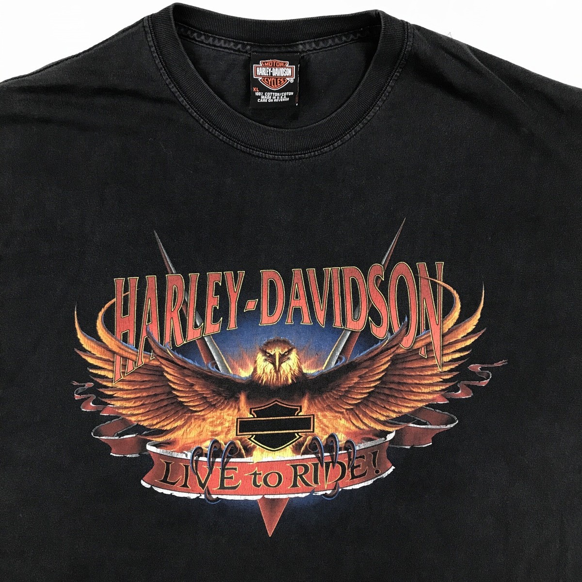 vintage HARLEY DAVIDSON MOTORCYCLE LIVE TO RIDE T-Shirt XL
