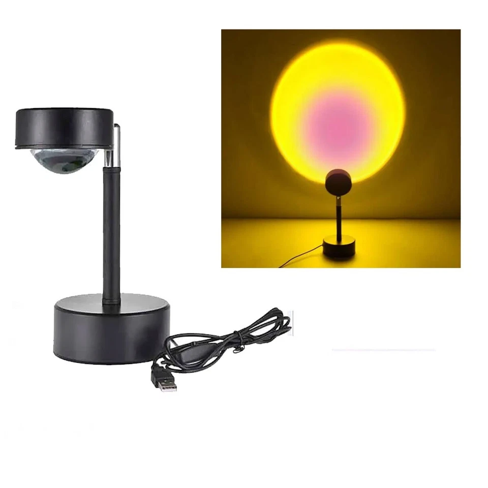 LAMPADA PROIETTORE ATMOSFERA LED TRAMONTO SOLE ROSA LUCE ORIENTABILE USB SUNSET