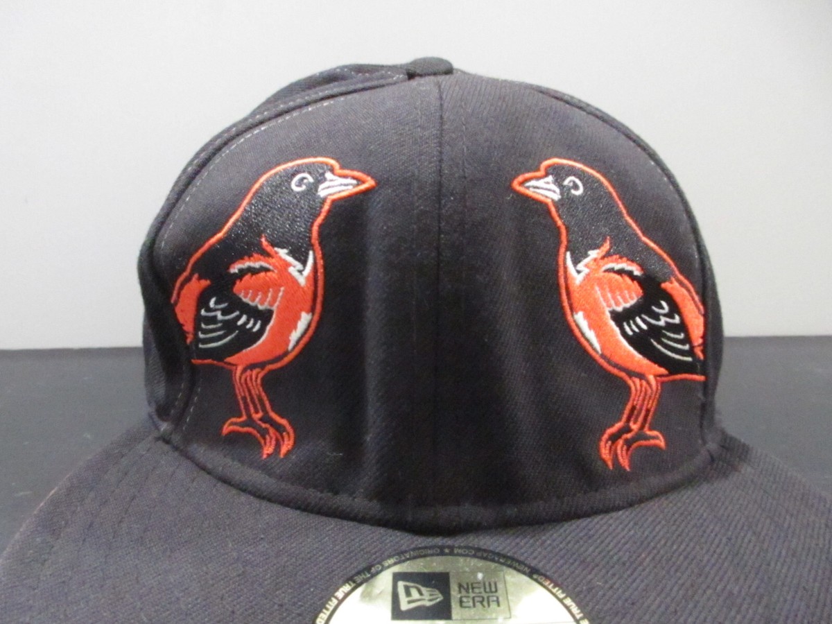 Baltimore Orioles Hat Cap Fitted Mens 7 1/8 Black Orange MLB