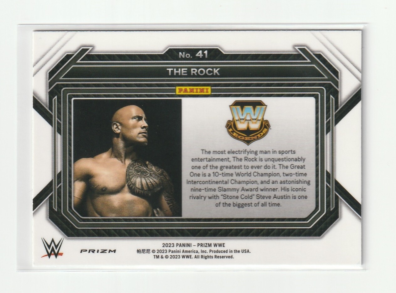 DWAYNE "THE ROCK" JOHNSON 2023 Prizm Silver Hyper #41 THE ROCK view 2