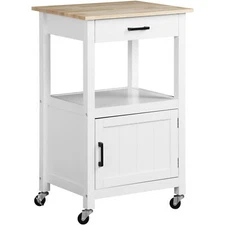 Home Kitchen Island Cart on Wheels Rolling Utility Cart for Dining Room White