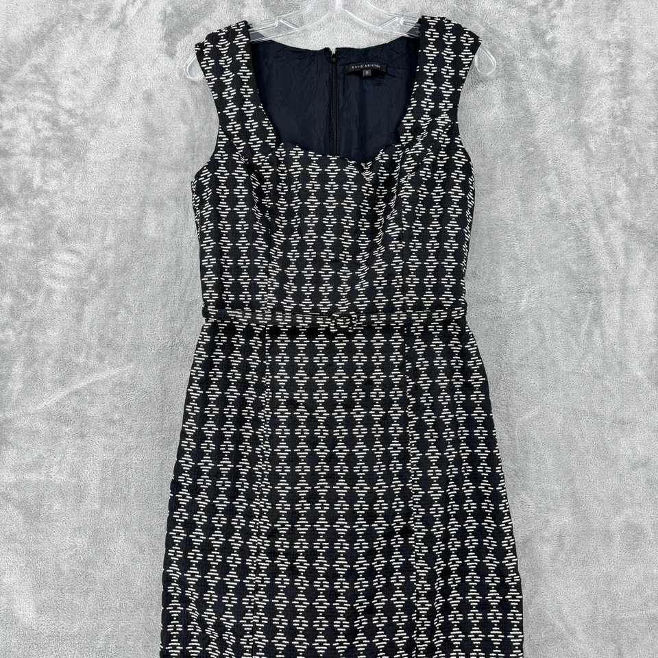 Vestido David Meister Mujer 8 Vainas Geométrico Cinturón Carrera Clásico Forrado Cremallera Foto 3 de 4