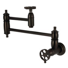 KS3105RKZ Wall Mount Pot Filler with Knurled Handle, Oil Rubbed Bronze, Bronze
