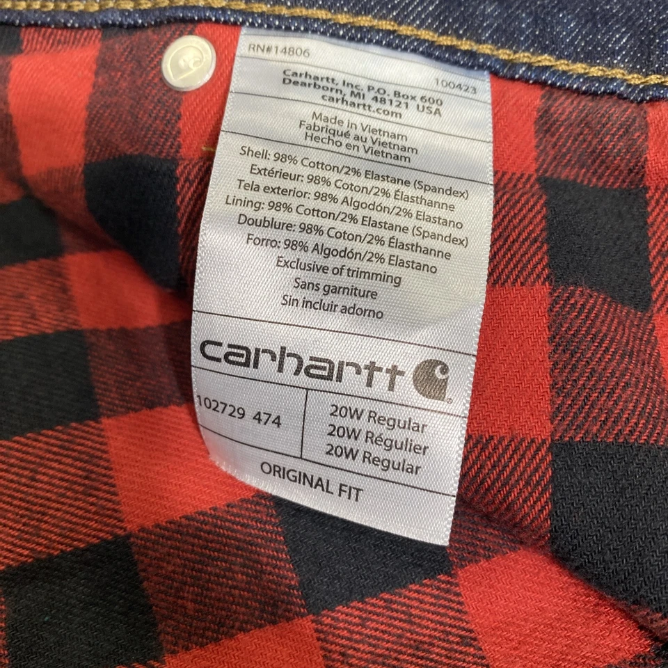 Carhartt Women's 20W Flannel Lined Jeans 102729 Work Pants Winter - Image 4 of 4