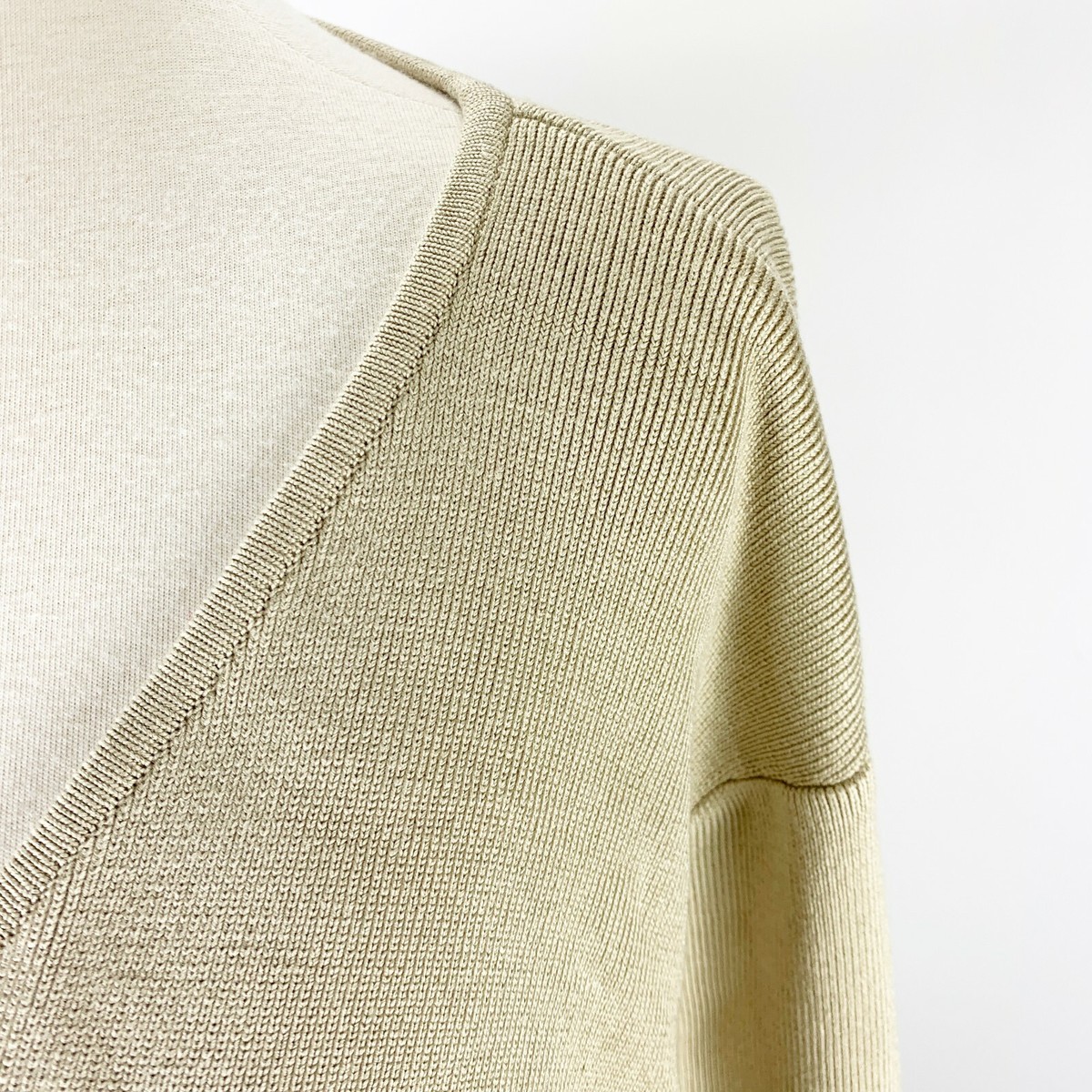 DONCASTER Large Silk STRETCH Cardigan Sweater Beige Tan | eBay