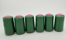 Lot of 6 Big Spools Kelly Green Serger Sewing Thread 6000 YARDS Per Cone T27 S/2