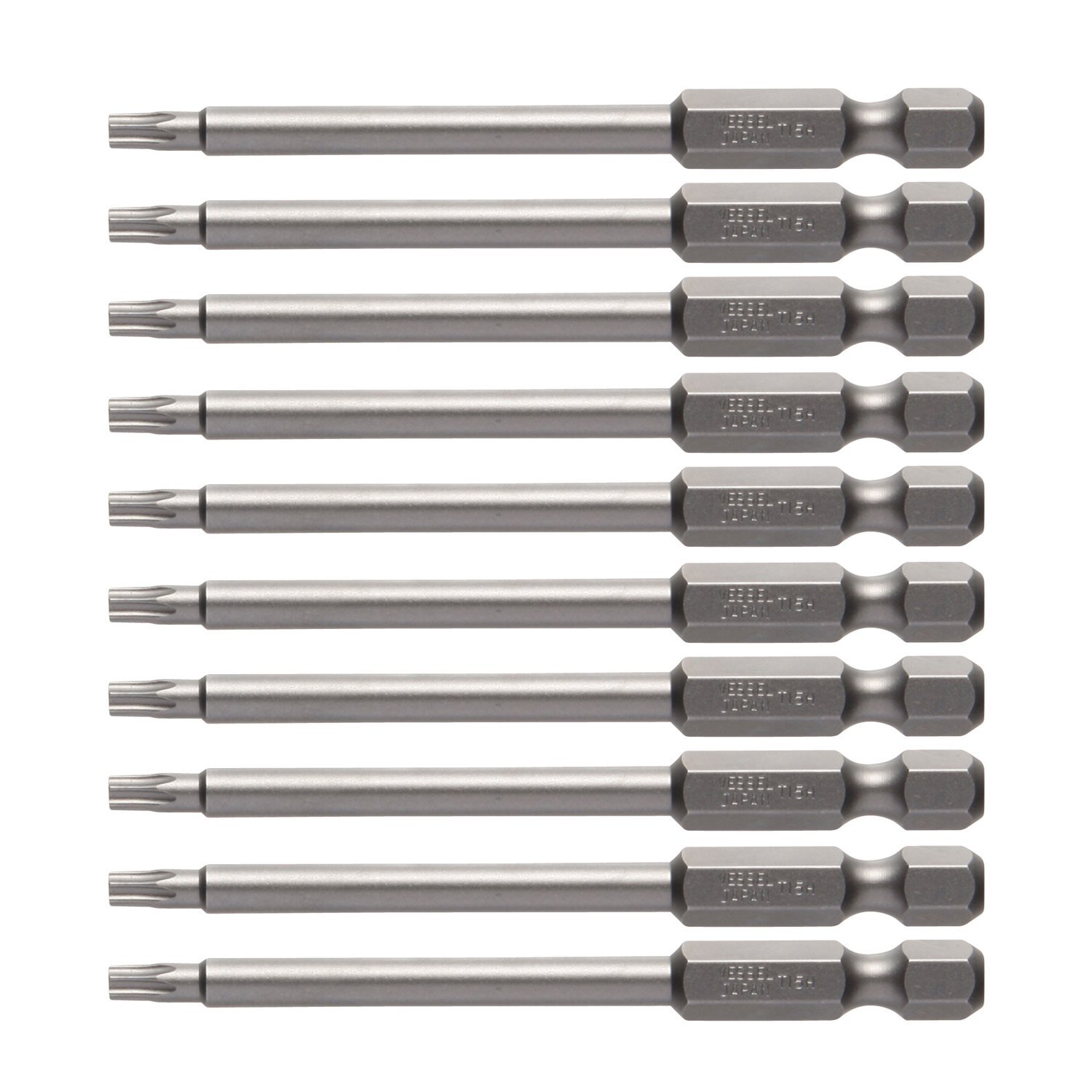 VESSEL Tamper-Proof T15H Torx Bit Set 75mm 10-Piece J ZP