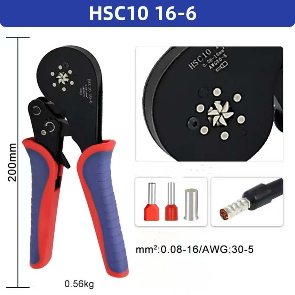HSC10 16-6 Tubular Terminal Crimping Tool 0.08-16mm² 28-5AWG