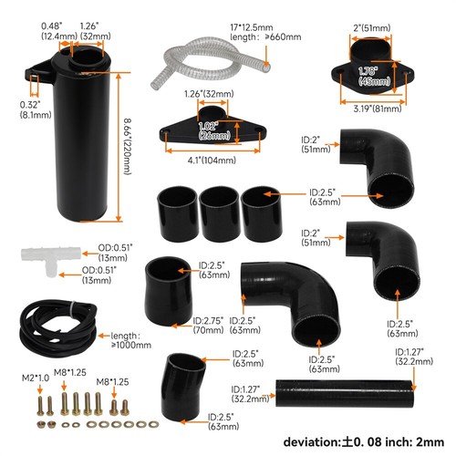 Bolt On Front Mount Intercooler Pipe Hose Kit For Subaru WRX STI Ej20 Ej25 08-14 - Picture 9 of 12