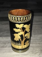 Beautiful vintage Wood Cup, Hand Crafted In Columbia Bamboo Design 4.5  Tall W6