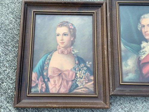 Rococo Renaissance French Provincial FRAMED ART Courting Couple SET 15/12 ❤️j8 - Picture 4 of 12
