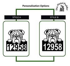English Bulldog Address Sign - Detailed Dog Design with Custom House Numbers - M