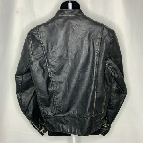 Vintage 70s Brooks Cafe Racer Leather Jacket 42 Black Liner Motorcycle Biker - Picture 8 of 11
