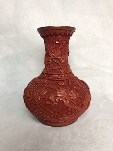 19th/20th Century Chinese Carved Cinnabar Lacquer Bottle Vase