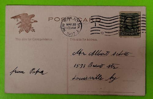 Cartolina d'epoca stazione ad anello sotterranea municipio N.Y. 1913 errore postale timbrato - Foto 2 di 3