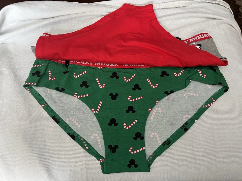 NUEVO Disney MICKEY MOUSE Navidad Algodón Elástico Hipster Paquete de 3 Para Mujer Talla 2XL Foto 4 de 4