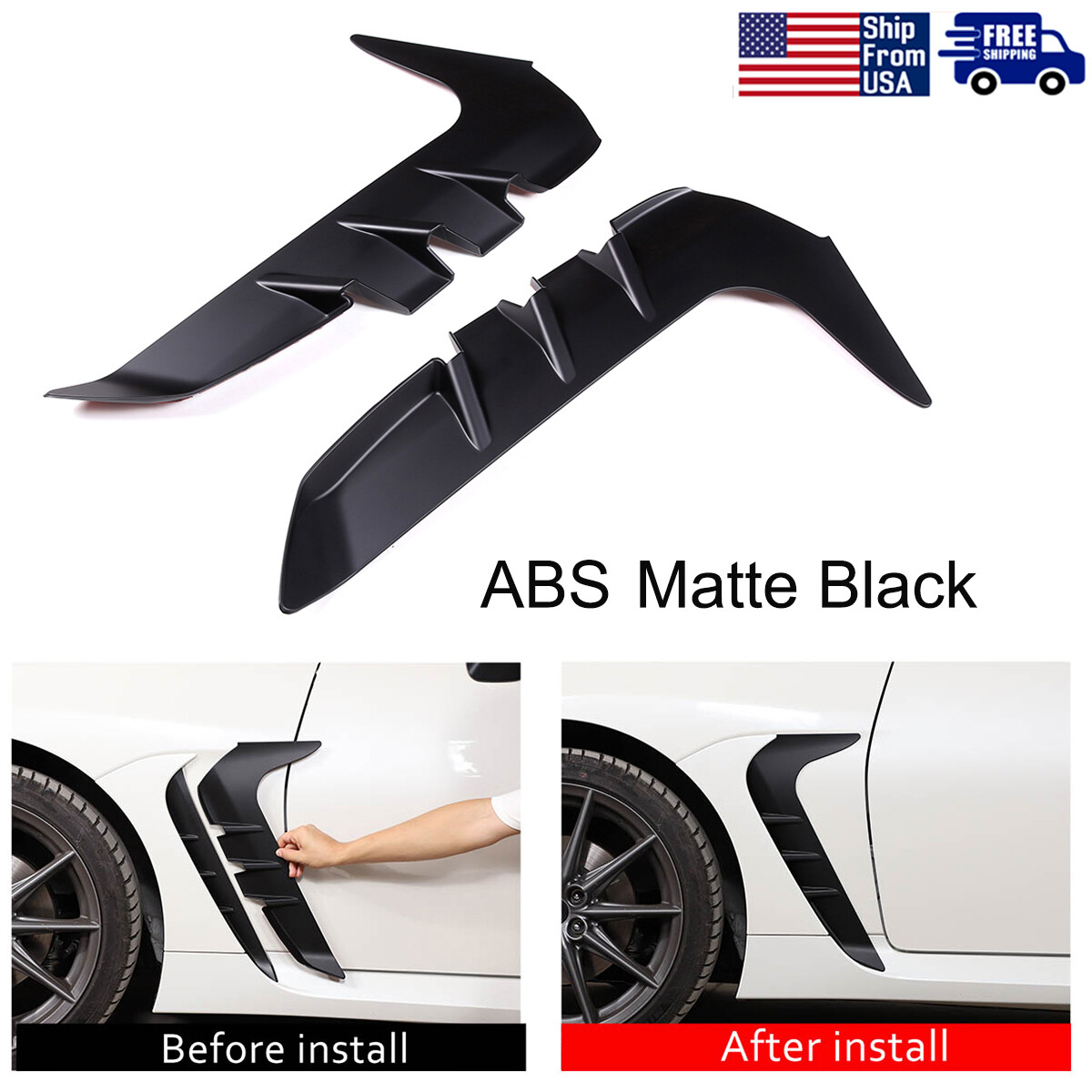 For 2022-2023 Subaru BRZ/Toyota GR86 Matte Black Side Fender Vent
