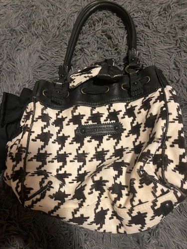 Juicy Couture Daydreamer Shoulder Bag Houndstooth Tote Velour Purse Y2K AS IS - 第 1/13 張圖片