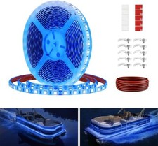 Marine LED Strip Lights 12V Blue 16.4FT Waterproof Pontoon Fishing Boat Interior