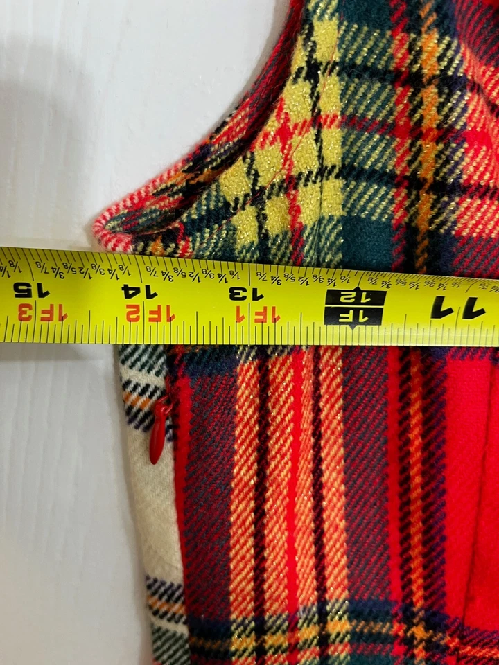 Vestido Princesa Vera Wang a Cuadros Talla 1 Sin Mangas Rojo Tartán Vacaciones Mod Preppy Foto 3 de 4