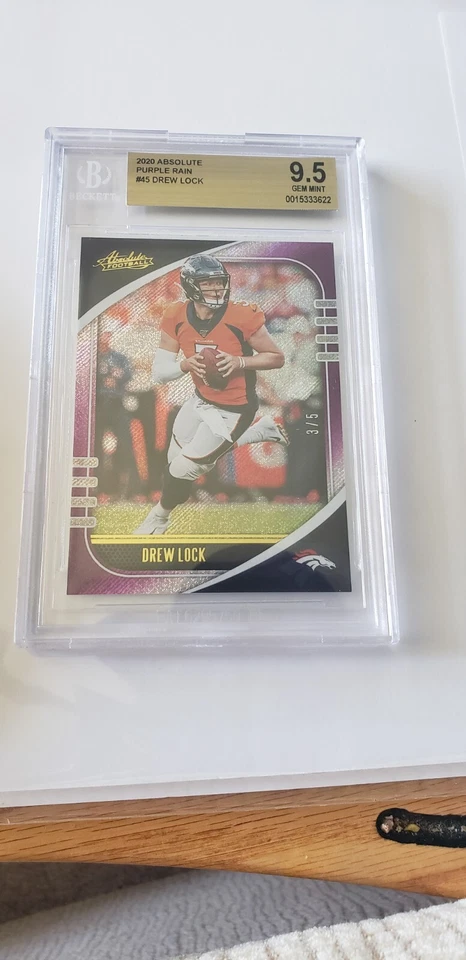 2020 Absolute Drew Lock BGS 9.5 GEM MINT Purple Rain SP #3/5 ! Broncos - Image 3 of 4
