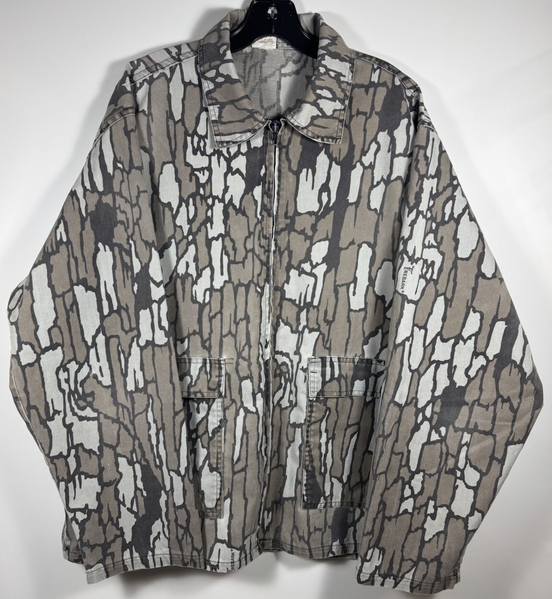 VTG L 80s Distressed Trebark Camo Streetwear Jacket Hunting