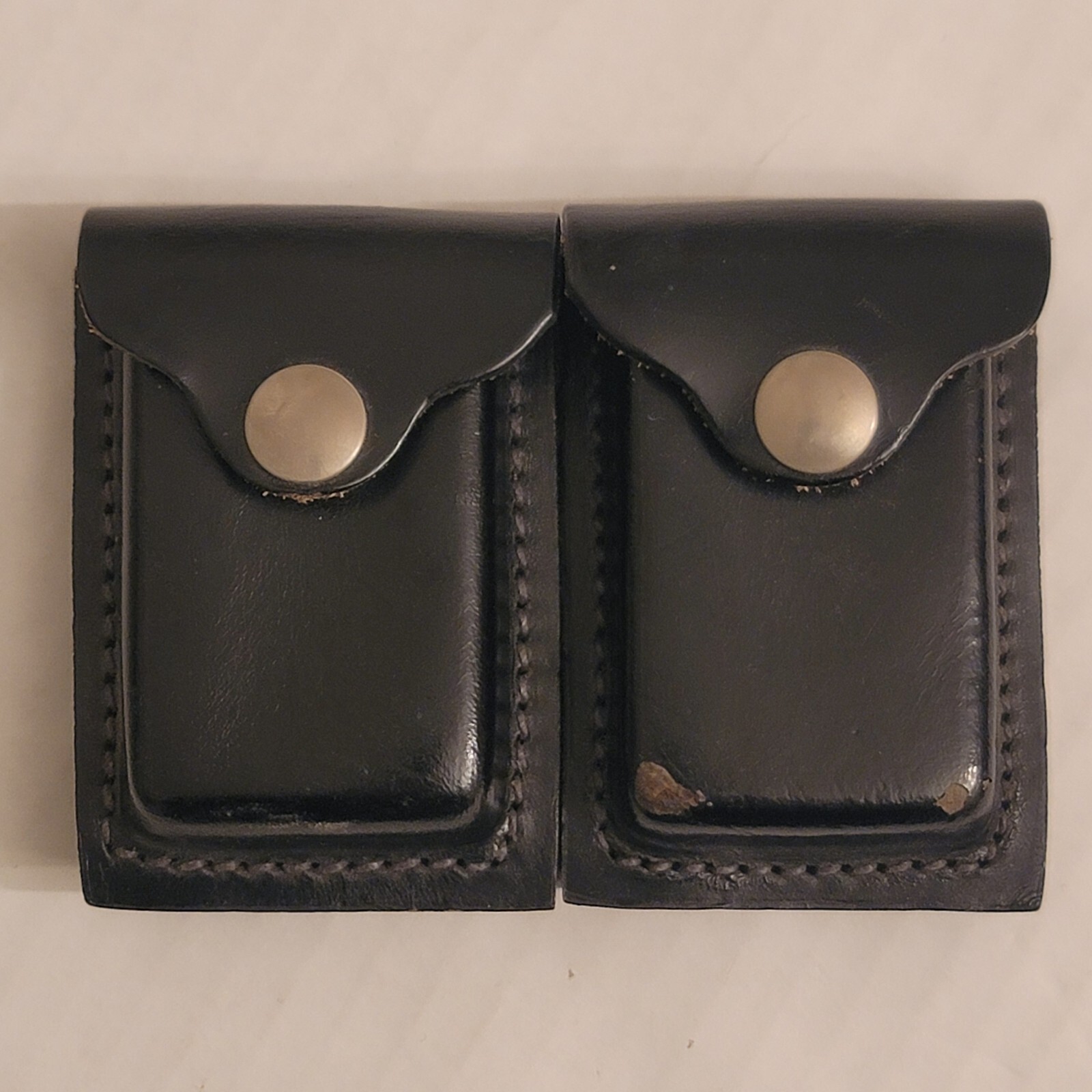 Vintage Case Revolver Ammo Pouch Black Oklahoma Leather Magazine Clip Holder