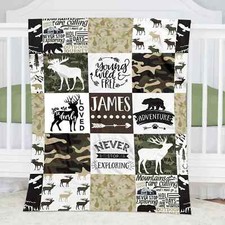 Personalized Woodland Nursery Blanket Woodland Animals Blanket Baby Boy Woodland