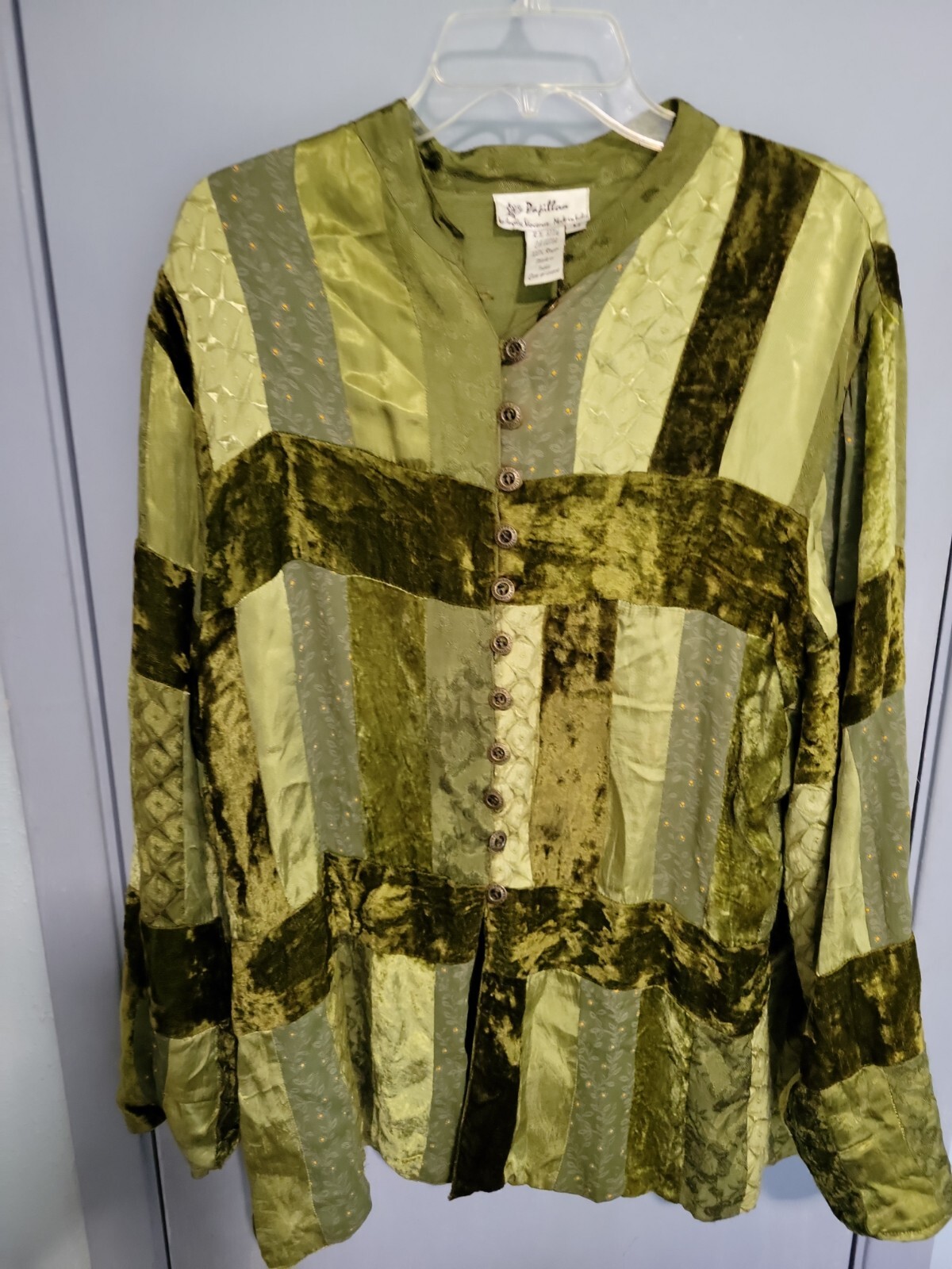 Papillion Jacket Green Patchwork rayon  Velvet Tu… - image 1