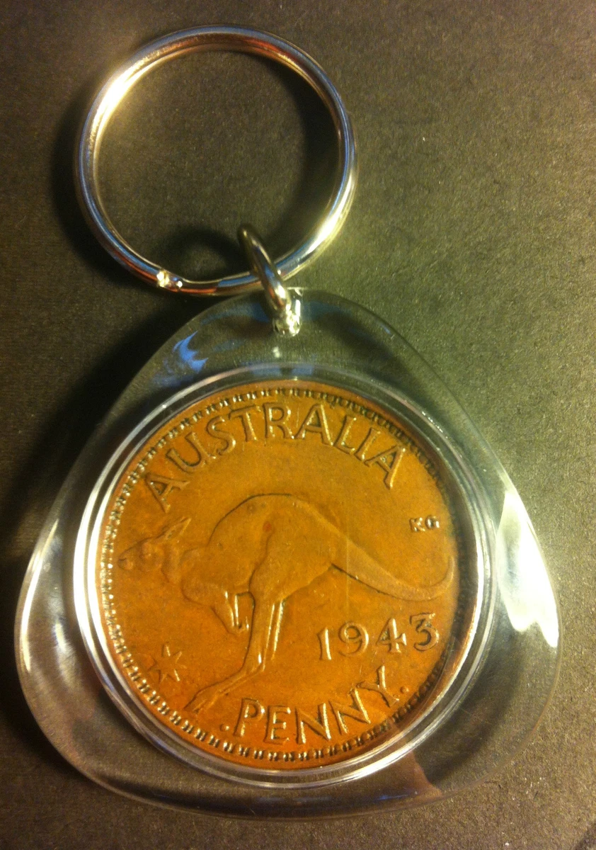 Awesome Collectible Australian 1943 I Calcutta Mint Birthday Penny Key Ring