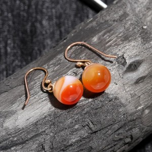 Authentic Natural Botswana Agate Ball Dangle Earrings Rose Gold Fill Solid Silver Jewelry