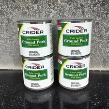 Lot of 4 Crider Fully Cooked Canned Ground Pork 24oz  6 Lbs  Exp 06/27! Prep
