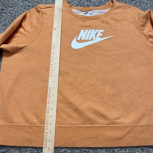 Nike Sweatshirt Women 2X Orange Crew Neck Pullover Swoosh Logo Stretch - Picture 7 of 7