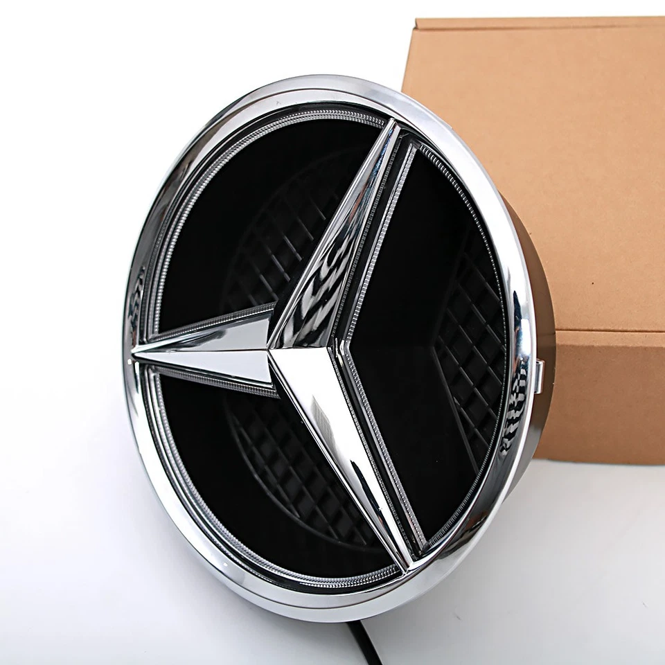 LED Light Chrome Grille Star Emblem Fit For Mercedes-Benz W205 C300 C180 C-Class Foto 2 de 4