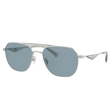Coach HC 7178 900172 Satin Silver/Grey Metal Pilot Sunglasses Blue Lens