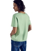 Damen Shirt U-Boot-Ausschnitt Baumwolle Casual Top Bluse Elegant