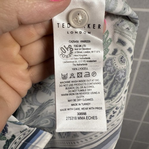 Camicia Ted Baker London abbottonata uomo media o 4 paisley floreale spiaggia nuova - Foto 6 di 7