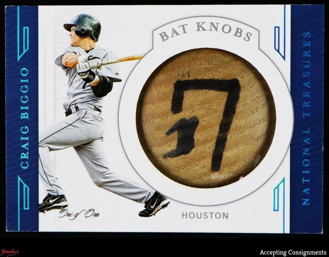 2019 Panini National Treasures #24 Craig Biggio GAME-USED BAT KNOB 1/1 ASTROS