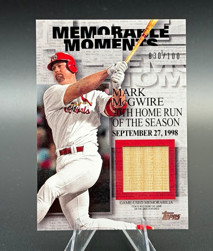 Topps 2017 Memorable Moments Relics Mark McGwire Cardinals #MMR-MM /100