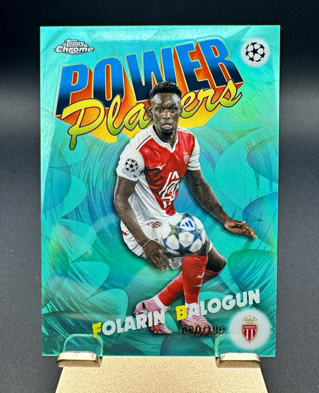 Topps 2025-26 Chrome UCC Folarin Balogun Power Players Aqua /199 #PP-29